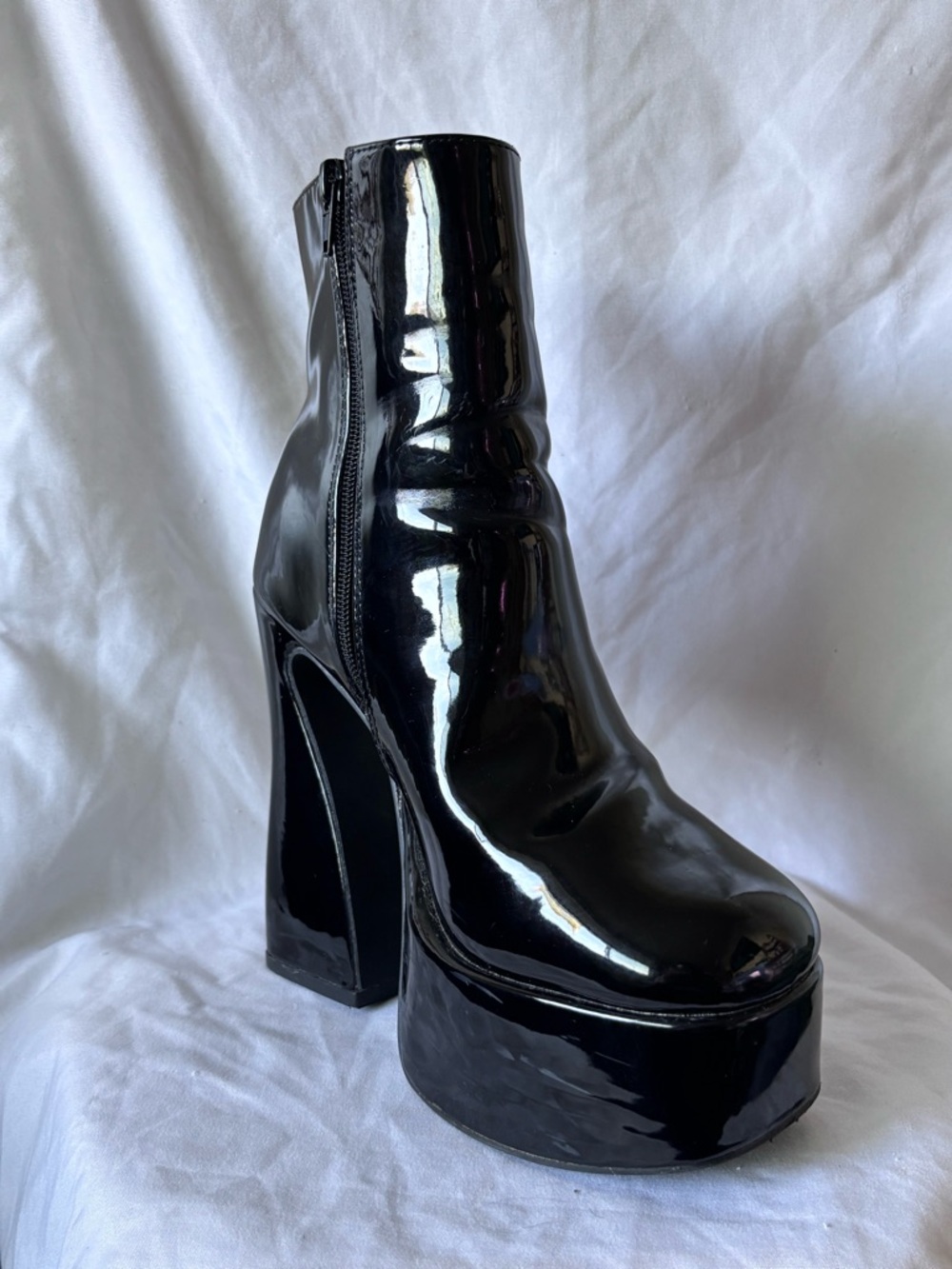 Madden Girl Black Patent Platform Ankle Boots
